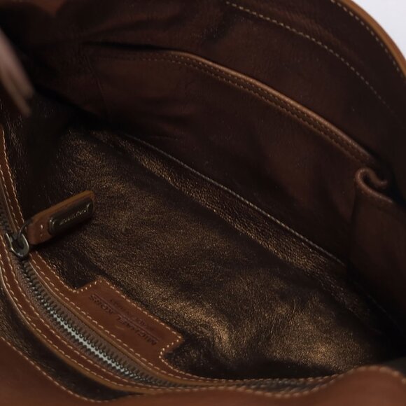 VTG MICHAEL KORS Handbag Cognac Natural Brown Leather Made in Italy - Picture 7 of 8